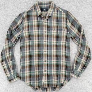 NWOT 7 For All Mankind Twill Check Long Sleeve Button Down Shirt Size SMALL